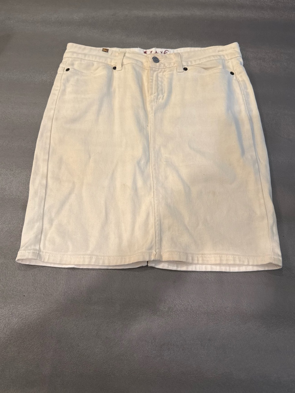 Notify Cream Denim Mini Skirt with Classic A-Line Fit